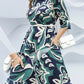 Модна дълга рокля с кръгло деколте и колан 👗