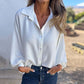 💝Дамски елегантен плътен цвят Button-Up риза