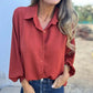 💝Дамски елегантен плътен цвят Button-Up риза