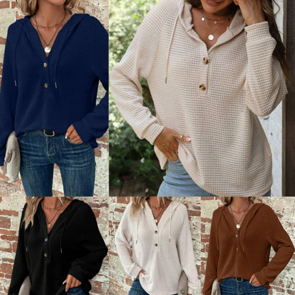 Дамски модерен плътен цвят с качулка с дълъг ръкав