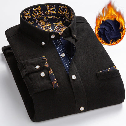 50% RABATT💥Mans hög kvalitet Corduroy varm vinterskjorta tjock fleece