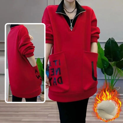 Дамски термален топ с цип на врата