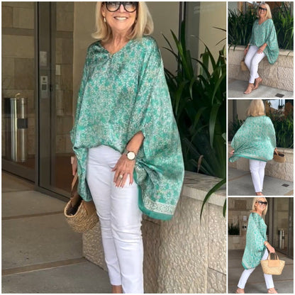 Кафтан пончо с V-образно деколте за жени