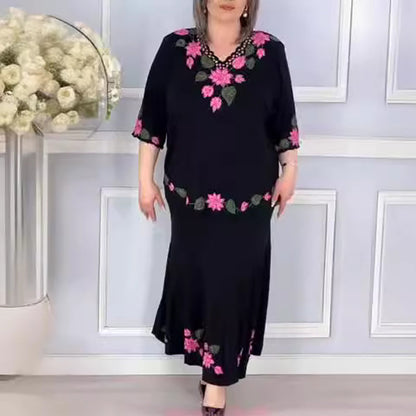 🌷Дамска елегантна рокля с V-образно деколте и цветя