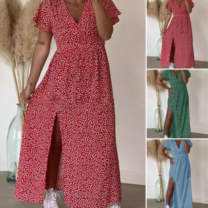 Изключително дълга печатана рокля