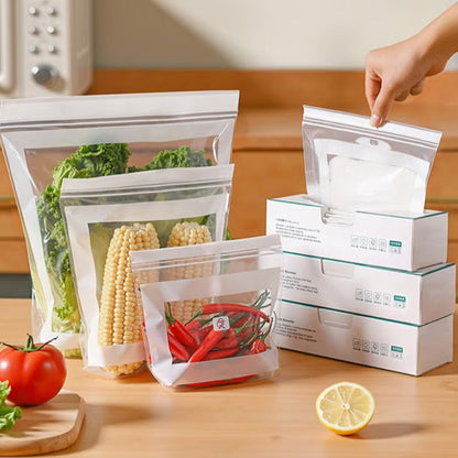 ❄️🥬 透明な食品用グレードの補強済みダブルロック式袋 🥗
