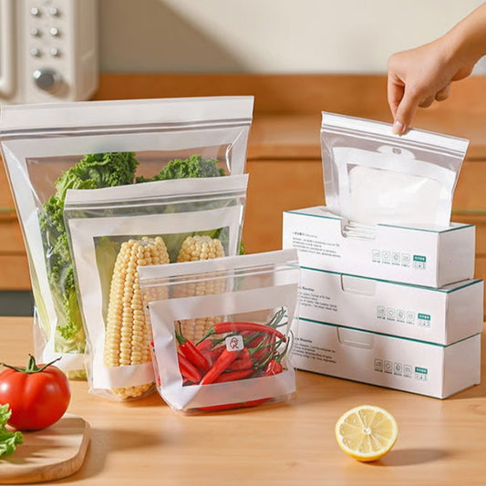 ❄️🥬 透明な食品用グレードの補強済みダブルロック式袋 🥗