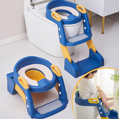 🚽2-in-1 幼児用トイレトレーニングシート＆便座用ステップ――滑り止め付きステップ、手すり、着脱式便器付き
