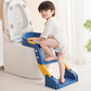 🚽2-in-1 幼児用トイレトレーニングシート＆便座用ステップ――滑り止め付きステップ、手すり、着脱式便器付き