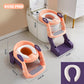 🚽2-in-1 幼児用トイレトレーニングシート＆便座用ステップ――滑り止め付きステップ、手すり、着脱式便器付き