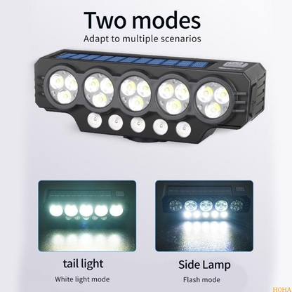 Велосипедни светлини, захранвани от слънчева енергия и USB