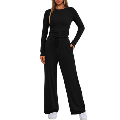 🔥SISTA DAGEN 50 % RABATT👚2025 Höstkläder för kvinnor Långärmad lounge-set med vida ben💕