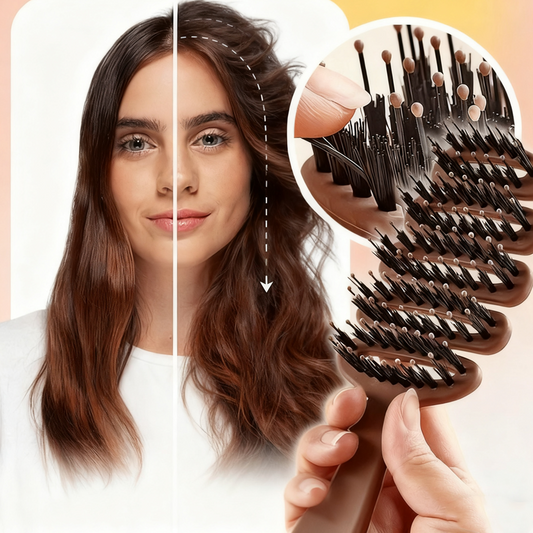 Нежна масажна четка за коса с естествен обем