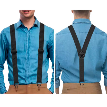 👔🔗X字型のバックデザインとカラビナ付きメンズサスペンダー 👖