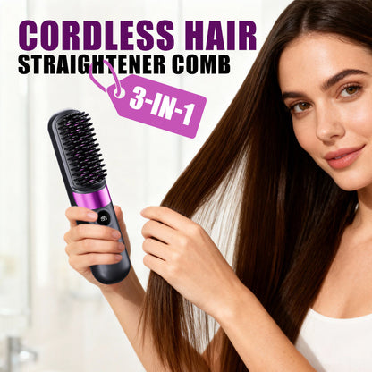 💇‍♀️3-in-1 ワイヤレスストレートブラシ――持ち運びに便利なトラベルデザイン