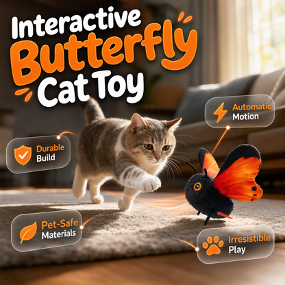 🐱 モーションセンサー付き 浮遊する猫のおもちゃ – インタラクティブな昆虫型おもちゃ🦋