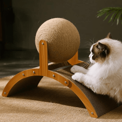 段ボールの台座付きサイザル麻の猫用スクラッチボール、2-in-1猫用スクラッチおもちゃ