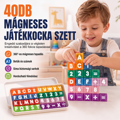 🧩 アルファベットと数字が入ったマグネットブロック――遊びながら学べる、楽しい学習✨