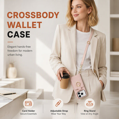 📱マグネット式で、リング付きホルダーを備えたスマホ用ウォレットケース💳