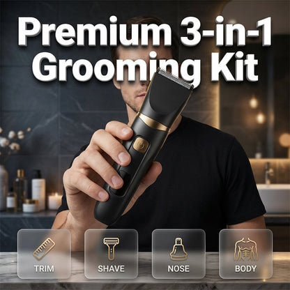 ✂️🔋 3-in-1 グルーミングキット – USB充電式、LEDディスプレイ、ステンレス製刃 – 鼻・耳・細かい部分のトリミング用 💈
