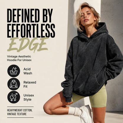 ⌛Tidsbegränsat erbjudande – Unisex-hoodie i avslappnad stil, oversized, med acid wash-effekt