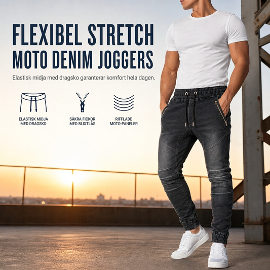 🔥50 % rabatt! 🔥Herrkasuella tvättade denimjoggerbyxor med ärmudd