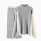 🍂 Höst-/vintererbjudande ✨ 2-delat stickat set för damer i färgblock – varm tröja och elegant kjol för en chic look