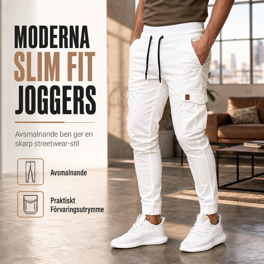 Fritidsbyxor i enfärgat workwear-stil