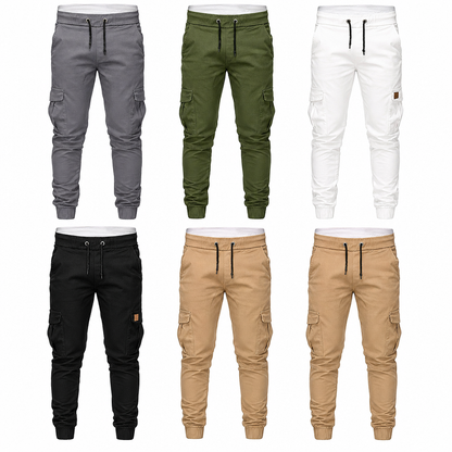 Fritidsbyxor i enfärgat workwear-stil