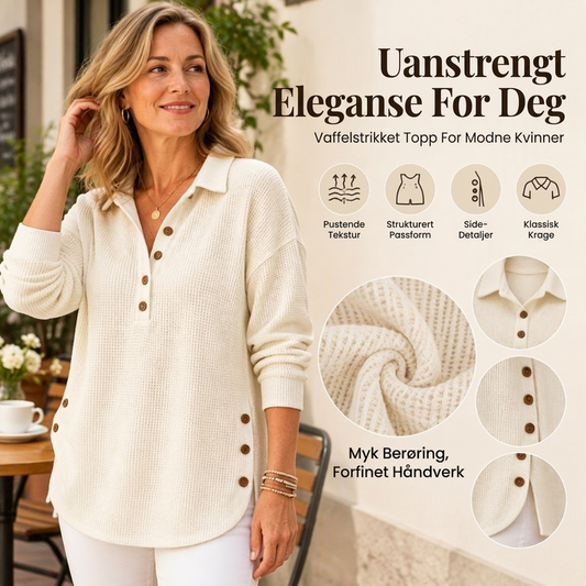 Langermet genser i vaffelstrikk for kvinner