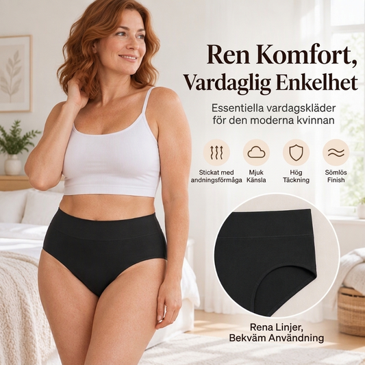 🌸50 % rabatt✨ 5-pack Bekväma damtrosor med hög midja – Formar magen och andas mjukt