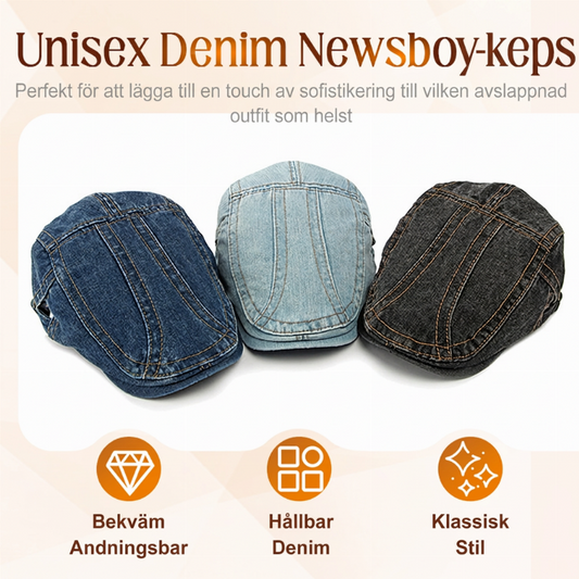 🔥 Nytt för 2026 | 💸 Unisex Newsboy-keps i denim
