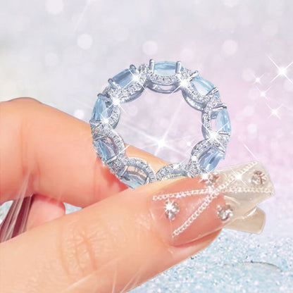 Пълен диамантен тъмносин пръстен