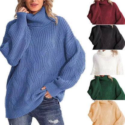 [Зимен подарък] Жените са хлабави Turtleneck плетени пуловер